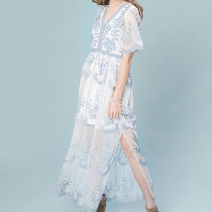 Altar’d State lace maxi blue and white